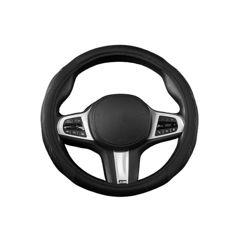 Auto Lenkradabdeckung Auto-Lenkradbezug 14-15 Zoll Universell Sport Leder Allzweck Gepolstert Griff Atmungsaktiv Lenkradbezug Fürs Auto(Black) von NLNPFGHVZY