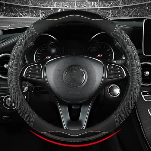 Auto Lenkradabdeckung Auto-Lenkradbezug-Griff Mit 3D-Waben-Anti-Rutsch-Design Universell 14.5–15 Zoll Lenkradbezug Fürs Auto(Black Circle) von NLNPFGHVZY