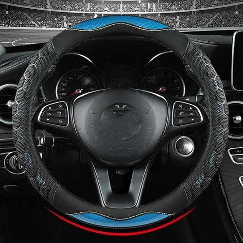 Auto Lenkradabdeckung Auto-Lenkradbezug-Griff Mit 3D-Waben-Anti-Rutsch-Design Universell 14.5–15 Zoll Lenkradbezug Fürs Auto(Sky Blue Circle) von NLNPFGHVZY