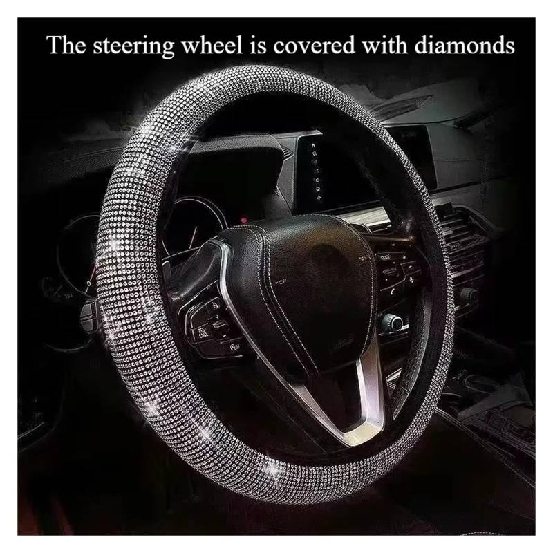 Auto Lenkradabdeckung Bling Bling Diamant Strass Kristall Auto Lenkrad Abdeckung Auto Innen Dekoration Zubehör Lenkradbezug Fürs Auto(Acyclic Beige 1pcs) von NLNPFGHVZY