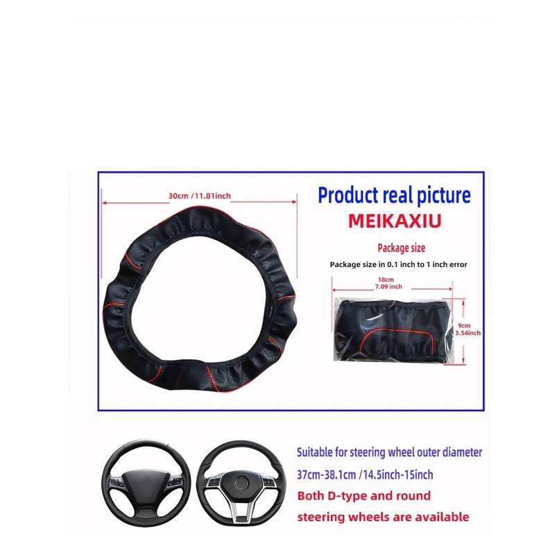 Auto Lenkradabdeckung EIN Auto-Lenkradbezug Mit Geprägtem Rot-blauem Streifen Und Leder Ohne Innenring Passend Für 14.5-15 Zoll Große Autoinnenausstattungen 37-38 cm Lenkradbezug Fürs Auto(Red) von NLNPFGHVZY