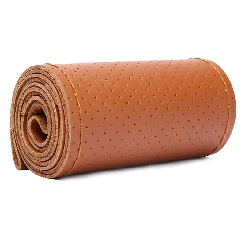 Auto Lenkradabdeckung Echtes Leder Auto Lenkrad Abdeckung 38cm Braid Auto Lenkrad Abdeckung Lenkradbezug Fürs Auto(Brown) von NLNPFGHVZY
