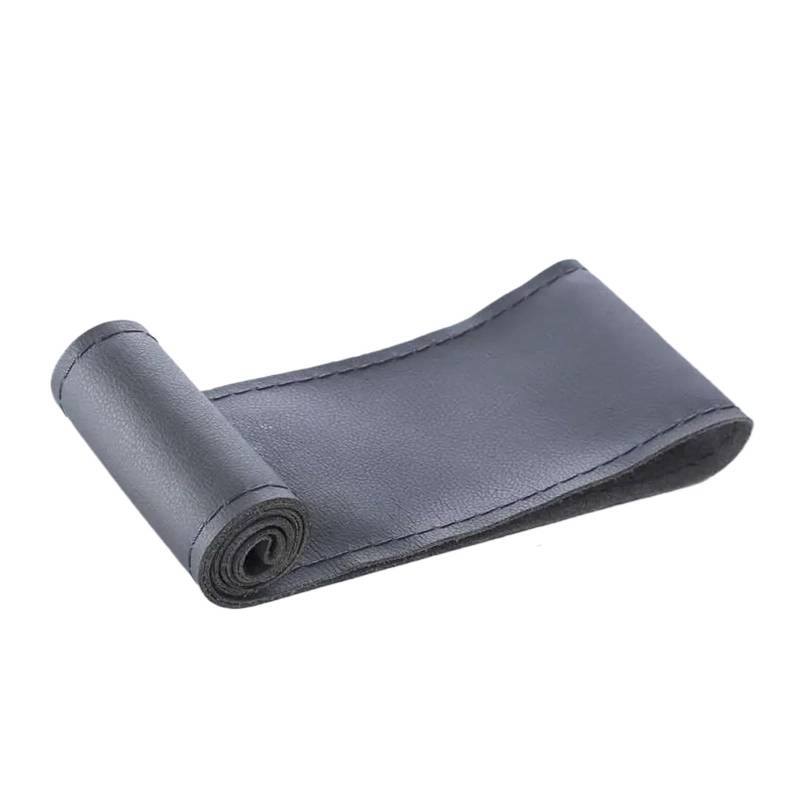 Auto Lenkradabdeckung Echtes Leder Auto Lenkradbezug Mit Zopf 37 38cm Anti-Rutsch Rindsleder Lenkradschutz Lenkradbezug Fürs Auto(Smooth Grey) von NLNPFGHVZY