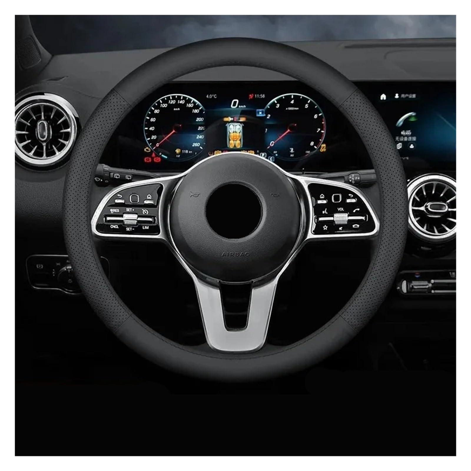 Auto Lenkradabdeckung Für Benz C200C260L E260E300L Für GLC Auto Lenkrad Abdeckung Lenkradbezug Fürs Auto(Round red line) von NLNPFGHVZY