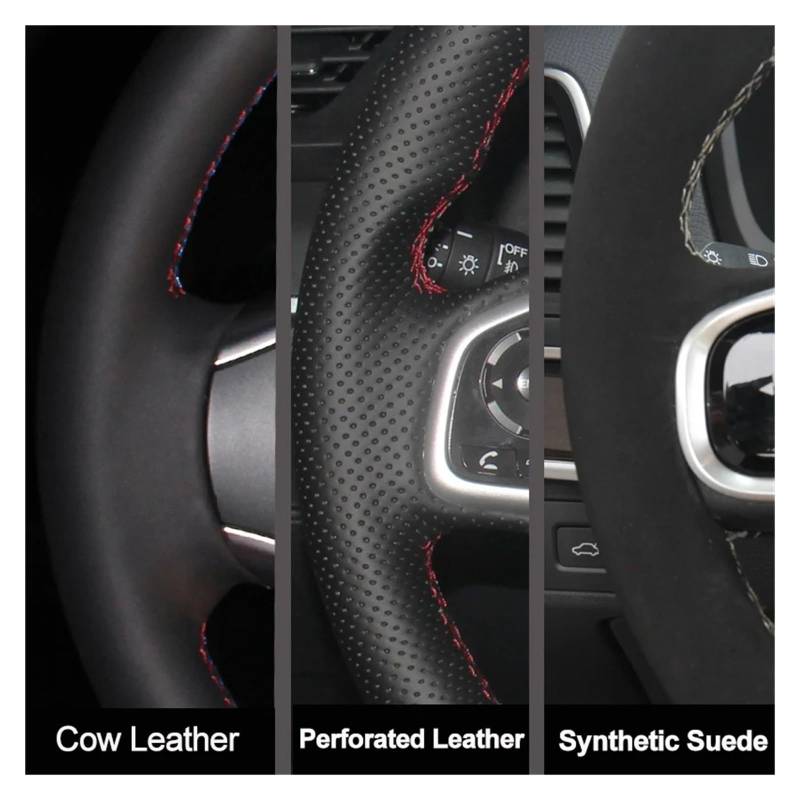 Auto Lenkradabdeckung Für Benz Vito III W447 2015-2020 Autoteile Handgenähte, rutschfeste Schwarze Lenkradabdeckung Aus Echtem Leder Lenkradbezug Fürs Auto(Style 1) von NLNPFGHVZY