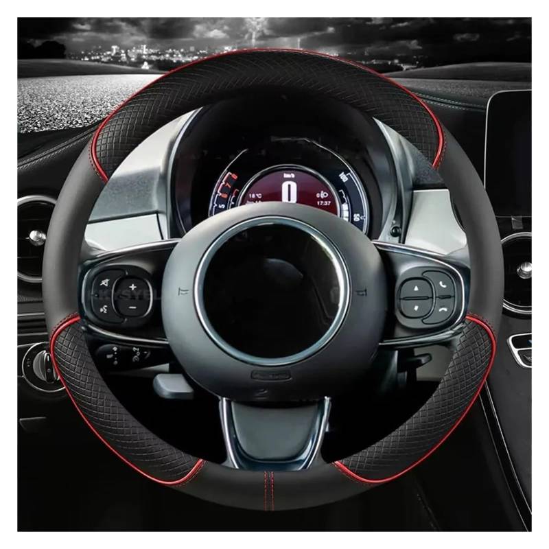 Auto Lenkradabdeckung Für FIAT 500 2007-2022 500e 2020 2021 500L 2014-2018 500X 2015-2022 Mikrofaser Leder Auto Lenkrad Abdeckung Lenkradbezug Fürs Auto(Coffee O) von NLNPFGHVZY