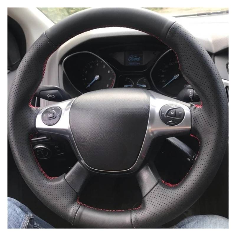 Auto Lenkradabdeckung Für Ford Für Focus 3 2012-2014 Für C-MAX 2011-2014 Schwarze Kunstleder-Lenkradabdeckung Lenkradbezug Fürs Auto(Blue Thread) von NLNPFGHVZY
