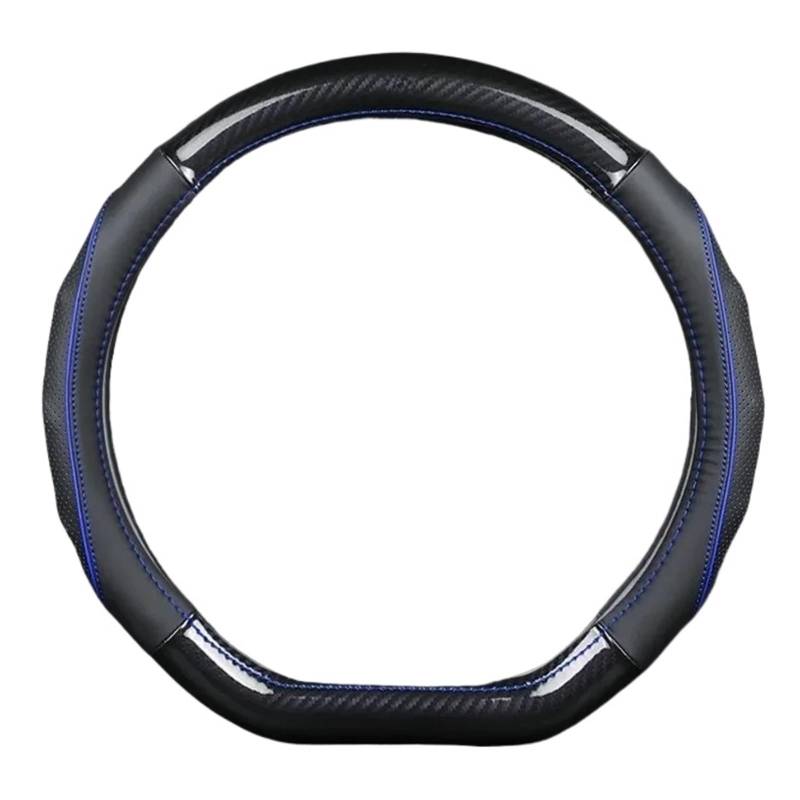 Auto Lenkradabdeckung Für Golf 5 6 Für Polo Für Passat B6 B7 CC Carbon Fiber Lenkrad Abdeckung Geeignet Lenkradbezug Fürs Auto(Blue D-Shaped) von NLNPFGHVZY