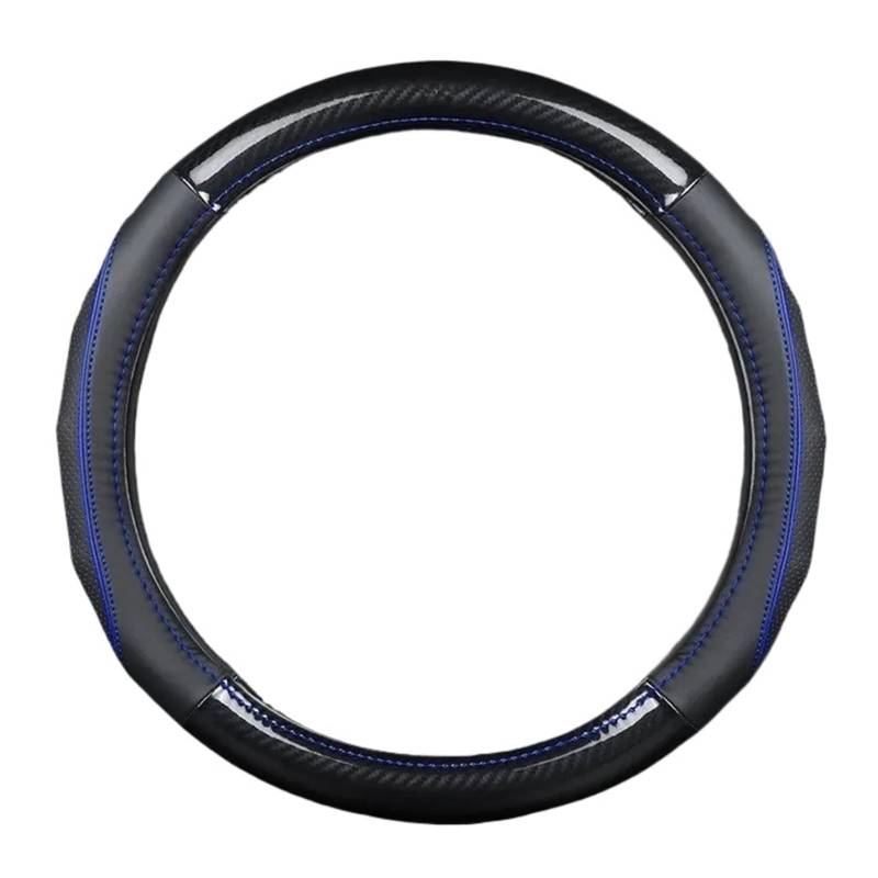 Auto Lenkradabdeckung Für Golf 5 6 Für Polo Für Passat B6 B7 CC Carbon Fiber Lenkrad Abdeckung Geeignet Lenkradbezug Fürs Auto(Blue Round) von NLNPFGHVZY