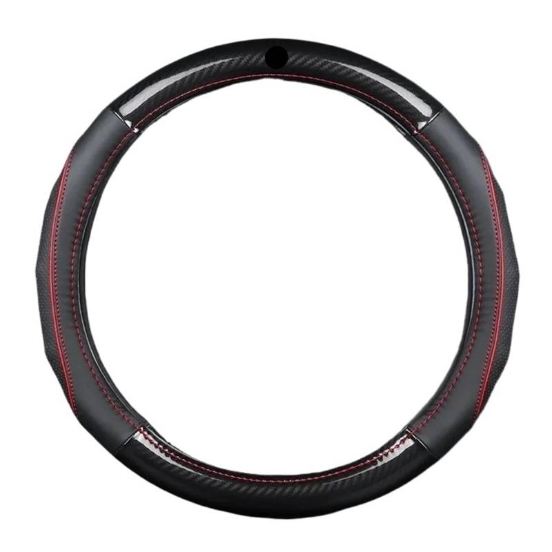 Auto Lenkradabdeckung Für Golf 5 6 Für Polo Für Passat B6 B7 CC Carbon Fiber Lenkrad Abdeckung Geeignet Lenkradbezug Fürs Auto(Red Round) von NLNPFGHVZY