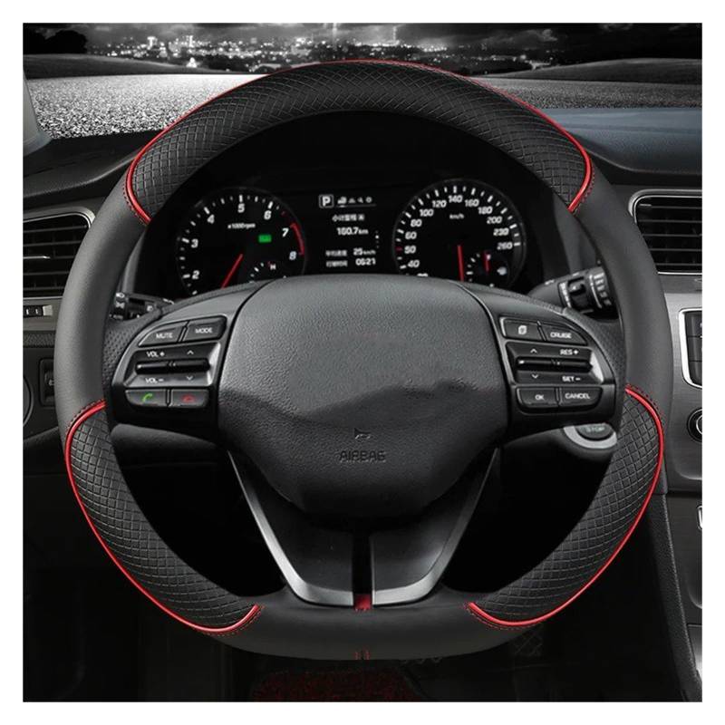 Auto Lenkradabdeckung Für Hyundai Für Ioniq 2016 2017 2018 2019 2020 2021 2022 Auto Lenkrad Abdeckung D Form PU Leder Lenkradbezug Fürs Auto(RED) von NLNPFGHVZY