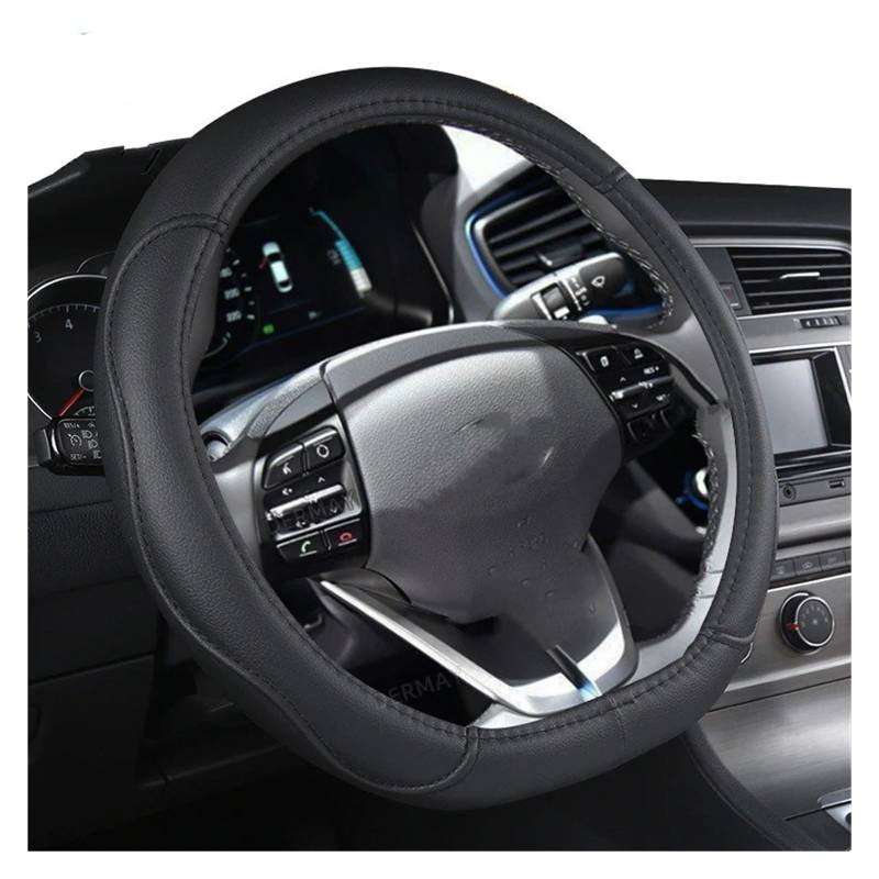 Auto Lenkradabdeckung Für Hyundai Für Ioniq 2016 2017 2018 2019 2020 2021 2022 PU Leder Auto Protector Lenkrad Abdeckung D Form Lenkradbezug Fürs Auto(Black Thread) von NLNPFGHVZY