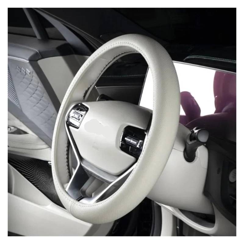 Auto Lenkradabdeckung Für Kia K8 K5 Für Sportage 2023 2024 Grau Weiß Perforiertes Leder 38cm Auto Lenkradbezug Lenkradbezug Fürs Auto(O-Shape) von NLNPFGHVZY