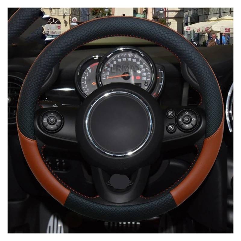 Auto Lenkradabdeckung Für MINI Für Cooper R56 Für Clubman Für Countryman Clubvan Für Coupé Auto Lenkradabdeckung Lenkradbezug Fürs Auto(Brown) von NLNPFGHVZY