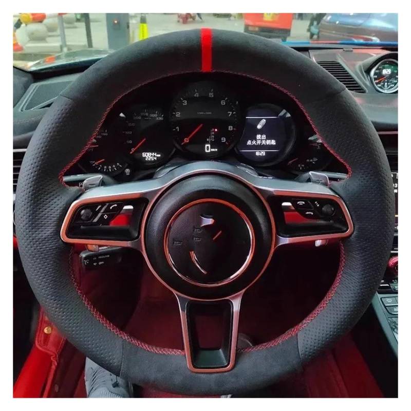 Auto Lenkradabdeckung Für Macan 2015-2021 Für Cayenne Für 718 911 Beige rutschfeste Lederlenkradabdeckung Lenkradbezug Fürs Auto(Suede Leather style6) von NLNPFGHVZY
