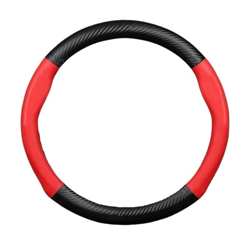 Auto Lenkradabdeckung Für Mazda 3 5 6 SKYACTIV Axela Atenza CX30 CX5 CX8 CX9 MX5 RX8 RX7 BT50 Carbon Fiber Leder Auto Lenkrad Abdeckung Zubehör Lenkradbezug Fürs Auto(Red) von NLNPFGHVZY