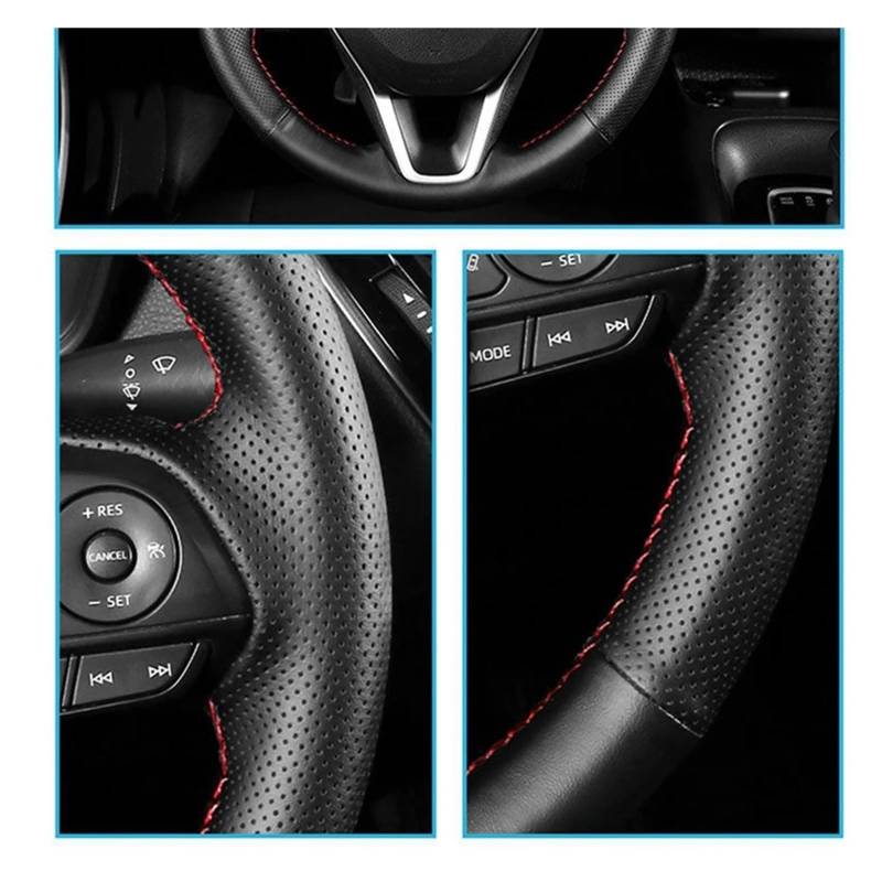 Auto Lenkradabdeckung Für Mazda3 2017 2018 Für Mazda6 Für CX-5 2017-2020 Anpassung Handnähen Mikrofaser Leder Auto Lenkradbezug Zubehör Lenkradbezug Fürs Auto(Yellow Thread) von NLNPFGHVZY