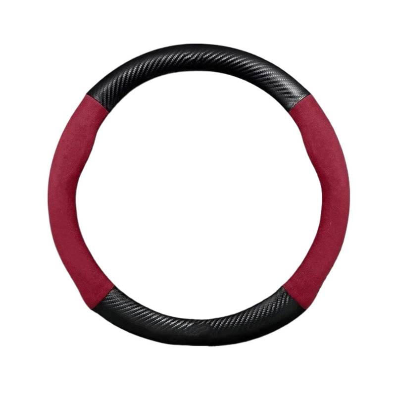Auto Lenkradabdeckung Für Tiggo 3 4 5 7 Pro 8 Plus Arrizo 7 GX 5X EQ7 Fulwin 2 Eastar Für A3 Für A5 Auto 3D Wildleder Carbon Fiber Lenkrad Abdeckung Lenkradbezug Fürs Auto(Red) von NLNPFGHVZY