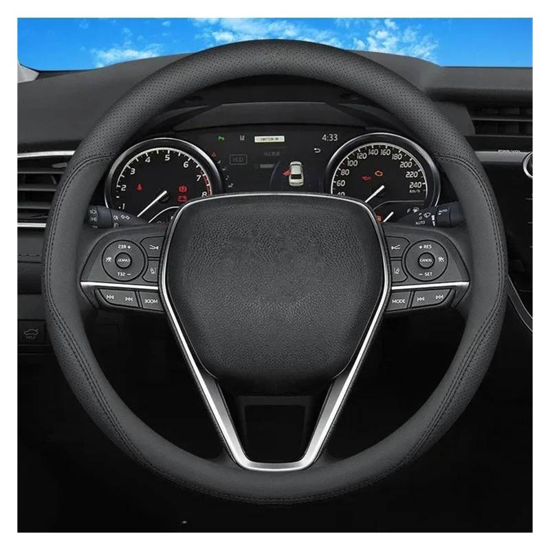 Auto Lenkradabdeckung Für Toyota Cars Four Seasons Allwetter-Lenkradabdeckung Universelle Anti-Rutsch-Hebelgriffabdeckung Lenkradbezug Fürs Auto(All Black line B) von NLNPFGHVZY