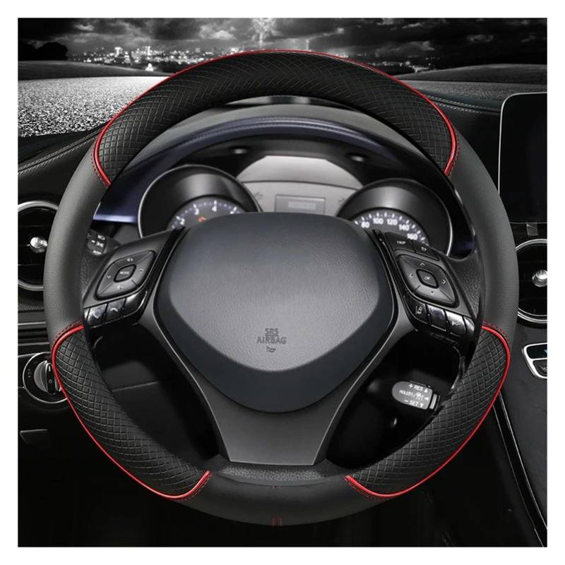 Auto Lenkradabdeckung Für Toyota Für CHR Für C-HR Mikrofaser Leder Sport Auto Lenkrad Abdeckung Lenkradbezug Fürs Auto(RED) von NLNPFGHVZY