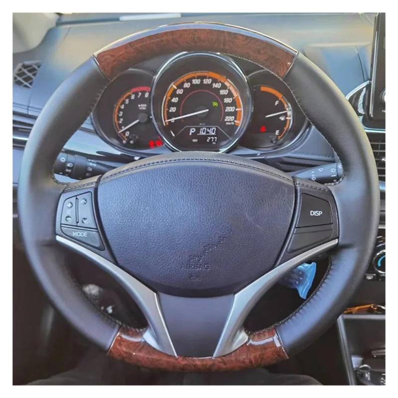 Auto Lenkradabdeckung Für Toyota Für Vios Für Yaris 2014-2022 Maßgeschneiderte Lenkradabdeckung Geflecht Rutschfestes Kohlefaserleder Lenkradbezug Fürs Auto(Carbon and Black) von NLNPFGHVZY
