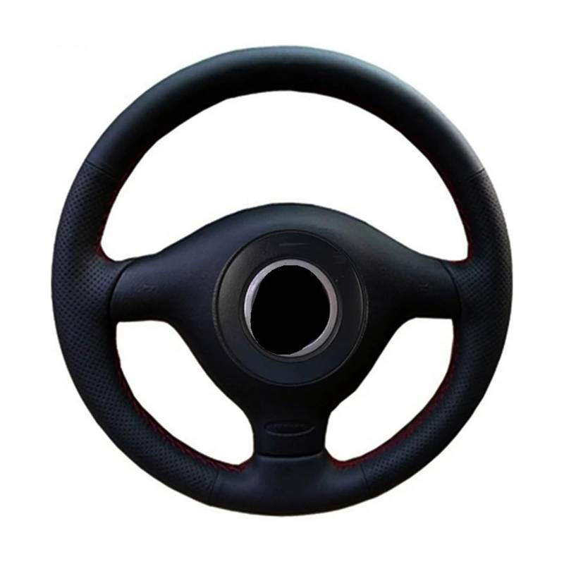 Auto Lenkradabdeckung Für VW Für Golf 4 IV Für Passat B5 Für Polo Schwarz Carbon Fiber Auto Lenkrad Abdeckung Lenkradbezug Fürs Auto(Blue Thread) von NLNPFGHVZY