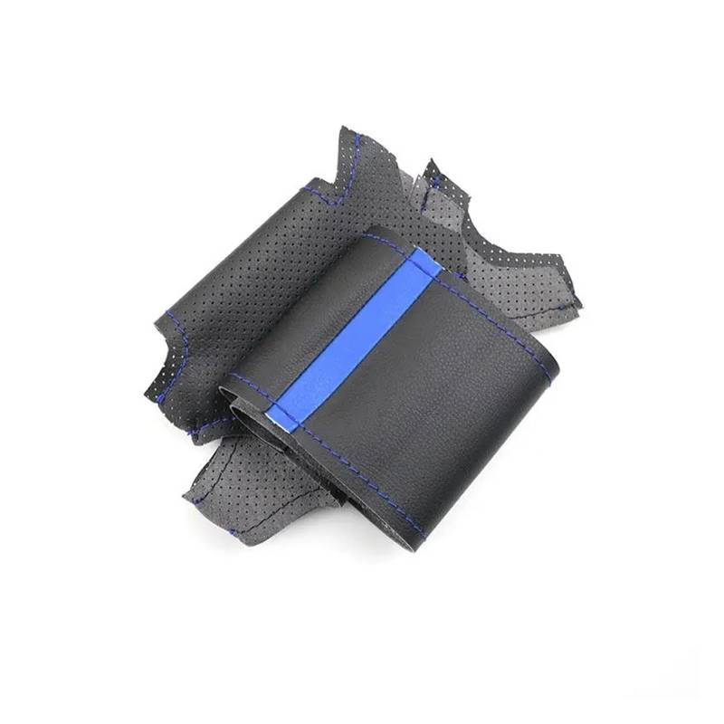 Auto Lenkradabdeckung Für X5 E70 2006-2013 Perforiertes Leder Handgenähte Lenkradabdeckung Für Den Autoinnenraum Lenkradbezug Fürs Auto(Blue line-Blue bar) von NLNPFGHVZY