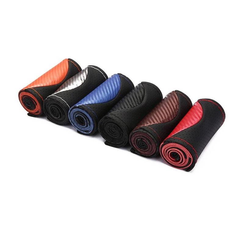 Auto Lenkradabdeckung Geflochtene Auto-Lenkradabdeckung Dekoration Kohlefaser Mikrofaser Leder Mit Nadelfaden Spleißen Abdeckungen Sport 38 cm Lenkradbezug Fürs Auto(Blue) von NLNPFGHVZY