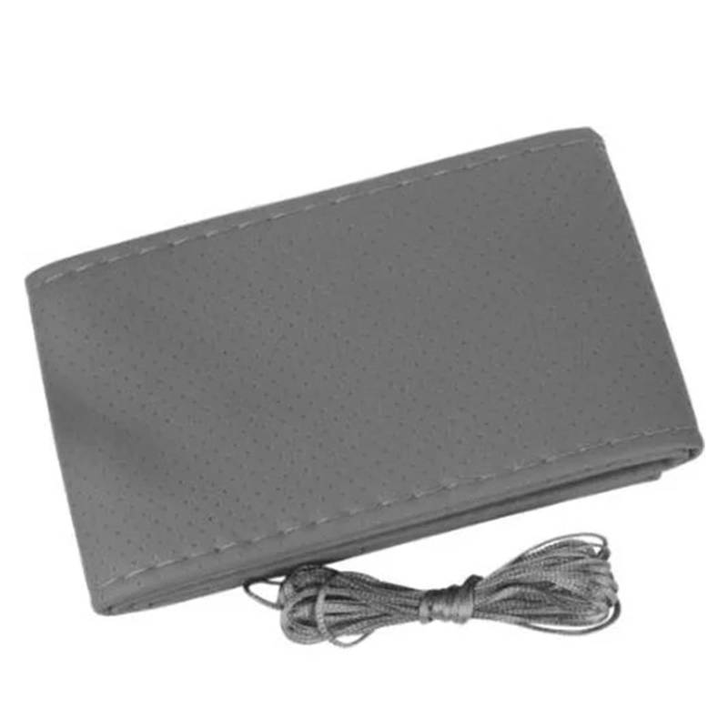Auto Lenkradabdeckung Handgenähter Universeller Lenkradbezug Aus PU-Leder Für 37–38 cm 14.5–15 Zoll rutschfest Größe M Gewebt Lenkradbezug Fürs Auto(Gray) von NLNPFGHVZY