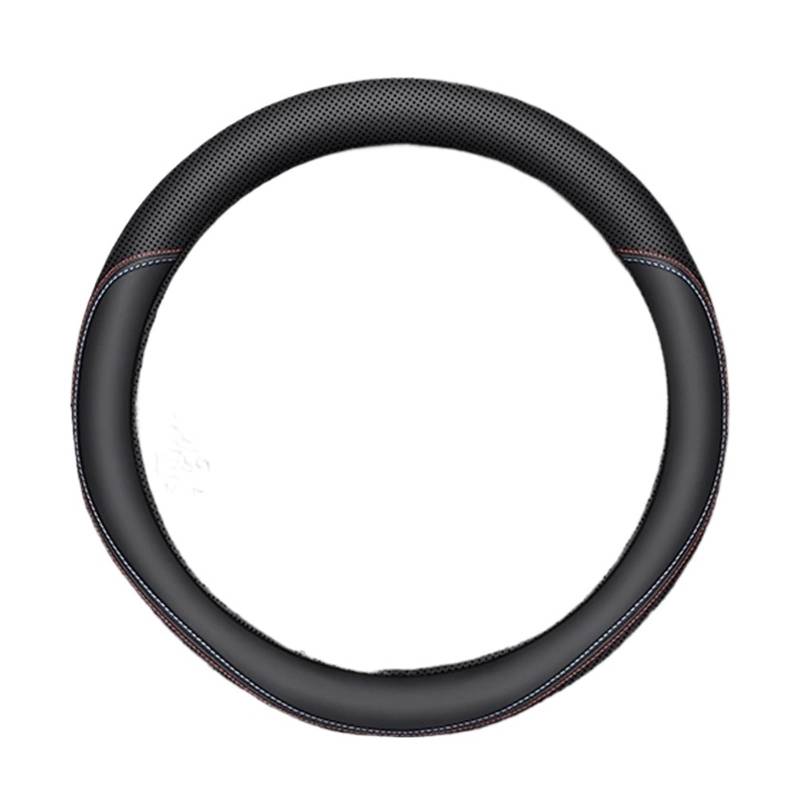 Auto Lenkradabdeckung Lenkradbezug Aus Gestanztem Leder Langlebig Für Alle Jahreszeiten Geeignet Passend Für 14,5-15 Zoll Lenkräder Lenkradbezug Fürs Auto(Black) von NLNPFGHVZY