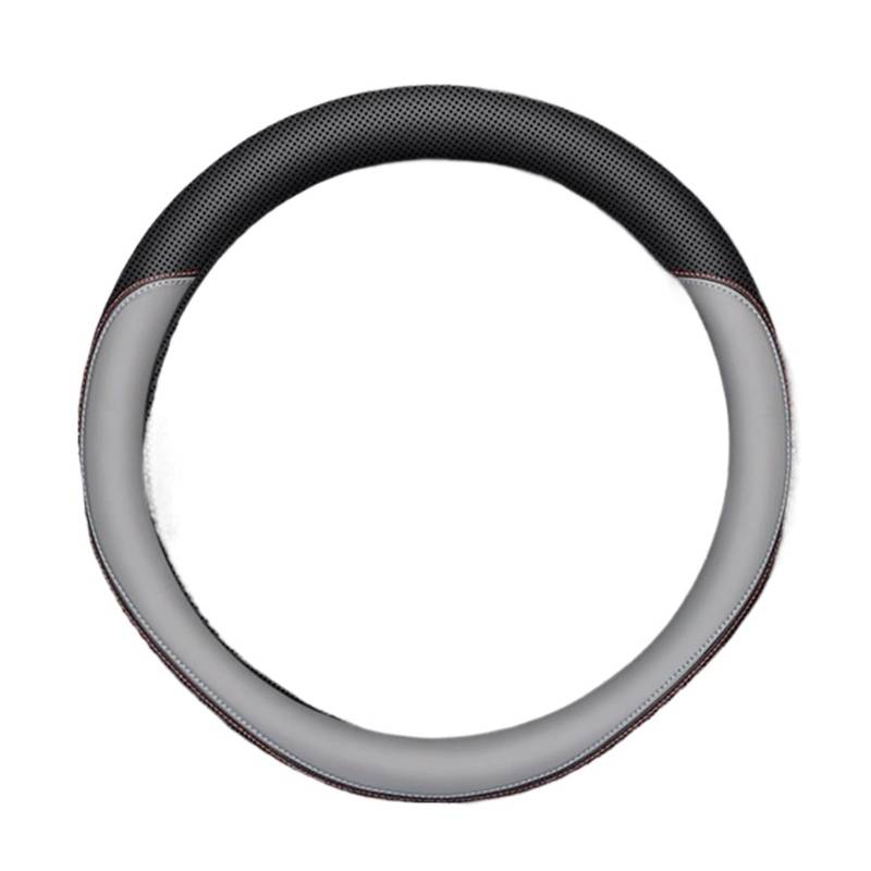 Auto Lenkradabdeckung Lenkradbezug Aus Gestanztem Leder Langlebig Für Alle Jahreszeiten Geeignet Passend Für 14,5-15 Zoll Lenkräder Lenkradbezug Fürs Auto(Black and Gray) von NLNPFGHVZY