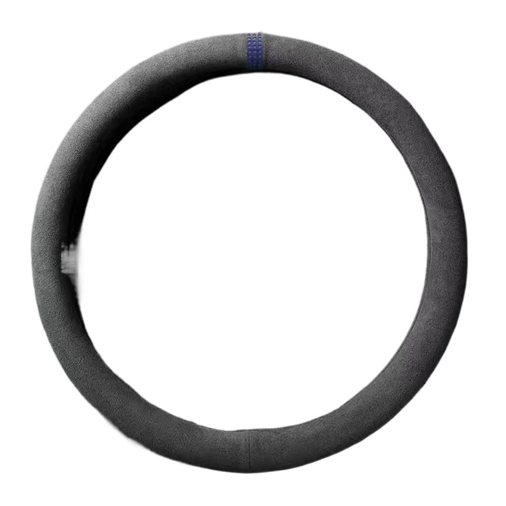 Auto Lenkradabdeckung Rindsleder Wildleder Lenkrad Abdeckung Wrap Universal 37-38cm Atmungsaktive Lenkung Abdeckungen Lenkradbezug Fürs Auto(O Shape Blue) von NLNPFGHVZY