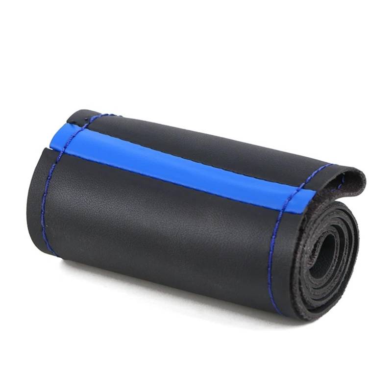 Auto Lenkradabdeckung Universal 38cm Auto Lenkradbezug Microfaser Leder Deckt Lenkrad rutschfeste Litschi Textur Lenkradbezug Fürs Auto(Blue Thread) von NLNPFGHVZY