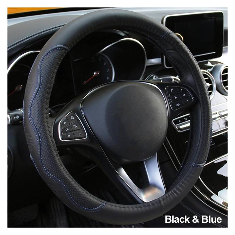 Auto Lenkradabdeckung Universal-Geflecht Auf Dem Lenkrad rutschfeste Auto-Lenkradabdeckung Lenkradbezug Fürs Auto(Black Blue) von NLNPFGHVZY