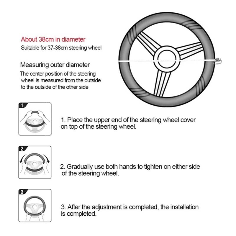 Auto Lenkradabdeckung Universal-Lenkradbezug Atmungsaktiv Kunstleder Auto-Lenkradbezug Stoffgeflecht Auto-Innenausstattung Lenkradbezug Fürs Auto(Black) von NLNPFGHVZY