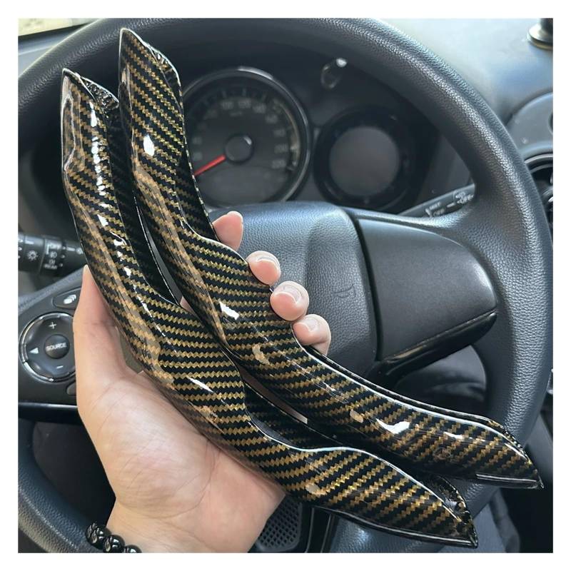 Auto Lenkradabdeckung Universal-Lenkradbezug Fürs Auto rutschfest Glänzend Kohlefaser-Textur Lenkrad-Dekorationszubehör 14.5–15 Zoll Lenkradbezug Fürs Auto(2PCS Gold) von NLNPFGHVZY