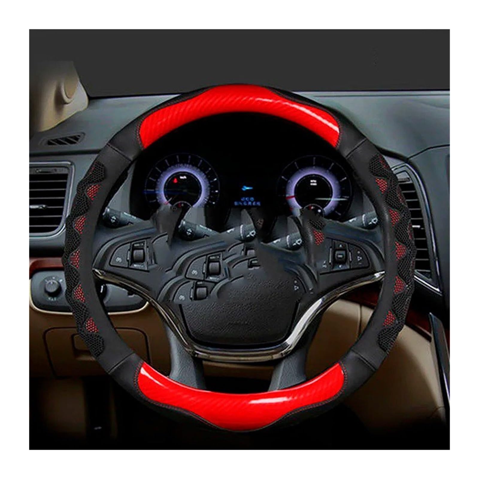 Auto Lenkradabdeckung Universal-Lenkradschutz Leder-Lenkradhülle Bestickte Lenkradabdeckung Atmungsaktive Fahrzeugabdeckung Für Den Innenraum Lenkradbezug Fürs Auto(RWRED690) von NLNPFGHVZY