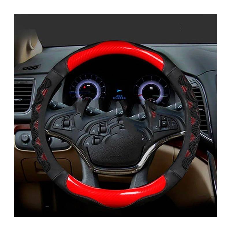 Auto Lenkradabdeckung Universal-Lenkradschutz Leder-Lenkradhülle Bestickte Lenkradabdeckung Atmungsaktive Fahrzeugabdeckung Für Den Innenraum Lenkradbezug Fürs Auto(RWRED690) von NLNPFGHVZY