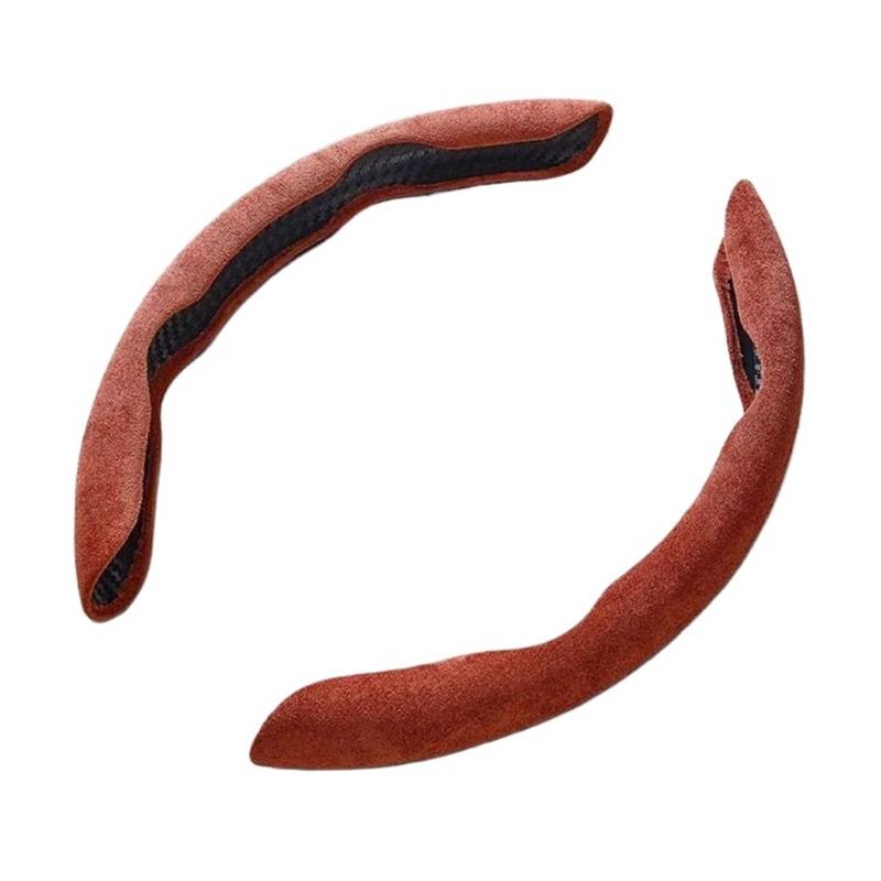 Auto Lenkradabdeckung Wildleder Universal 38CM Auto Lenkrad Booster Abdeckung rutschfeste Auto Innen Lenker Protector Dekoration Lenkradbezug Fürs Auto(Brown) von NLNPFGHVZY