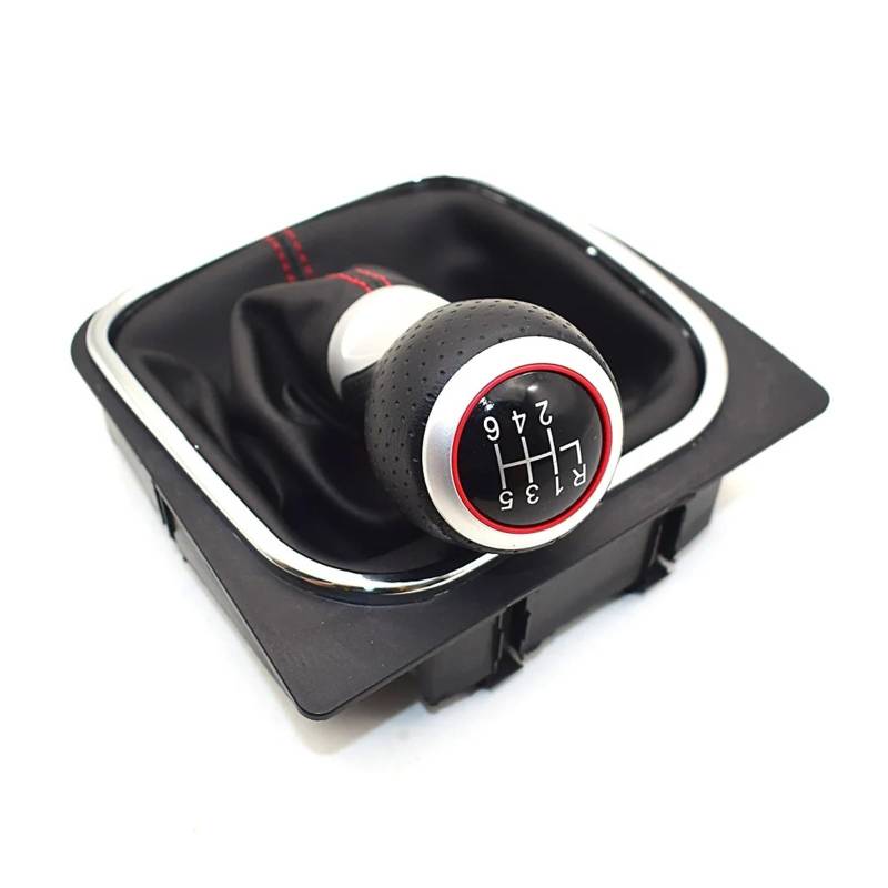 Schaltknauf Für VW Für Golf Für MK5 Für Golf 5 Für Golf 6 Für Kaninchen Für Jetta Für MK6 2010-2014 5 6 Gang Leder Auto Schaltknauf Stick Staub Abdeckung Schaltknäufe(80 H6) von NLNPFGHVZY