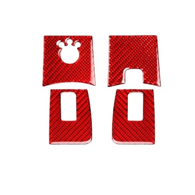 Dekoration Cover Kohlefaser Trim Für A3 S3 8P 2006 2007 Kohlefaser-Fensterheber-Bedienfeld-Trimmabdeckung Autoinnenausstattung Dekorativer Aufkleber(1 Red LHD) von NMHTJ