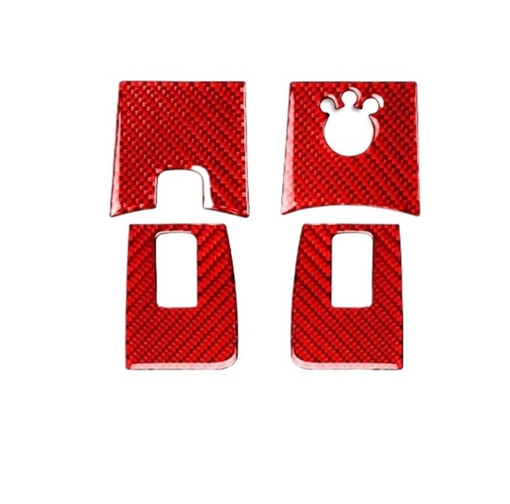 Dekoration Cover Kohlefaser Trim Für A3 S3 8P 2006 2007 Kohlefaser-Fensterheber-Bedienfeld-Trimmabdeckung Autoinnenausstattung Dekorativer Aufkleber(1 Red RHD) von NMHTJ