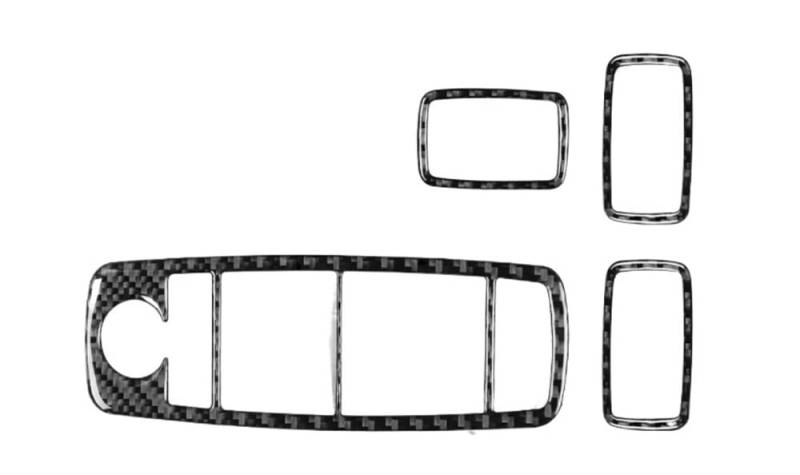 Dekoration Cover Kohlefaser Trim Für B-Klasse W245 2005-2011 Zubehör Kohlefaser Auto Innenraum Fensterheber Knopf Panel Trim Aufkleber Dekoration(A Black) von NMHTJ