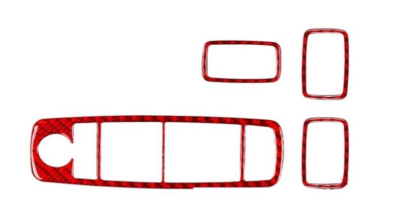 Dekoration Cover Kohlefaser Trim Für B-Klasse W245 2005-2011 Zubehör Kohlefaser Auto Innenraum Fensterheber Knopf Panel Trim Aufkleber Dekoration(A red) von NMHTJ
