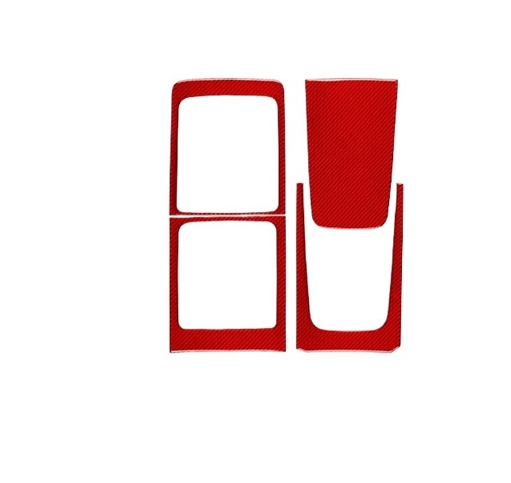 Dekoration Cover Kohlefaser Trim Für C-Klasse W206 2022-2024 Carbon Fiber Hinten Armlehne Box Lagerung Panel Abdeckung Auto Innen Zubehör Dekorative Aufkleber(Red Carbon Fibre) von NMHTJ