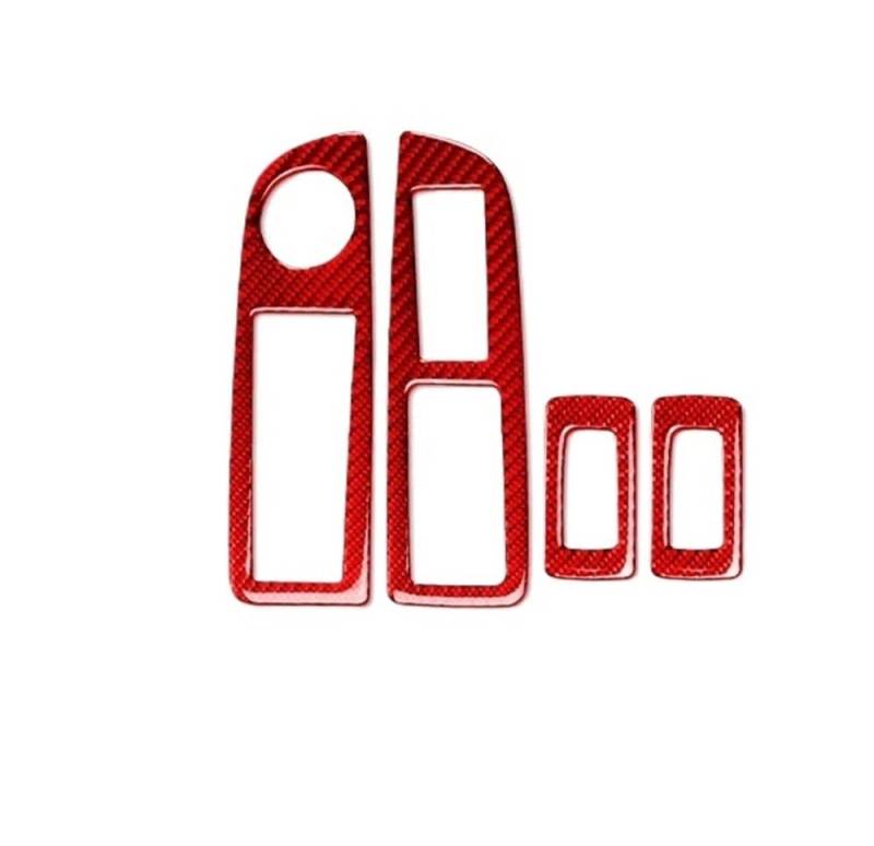 Dekoration Cover Kohlefaser Trim Für Chrysler 300 300C 2005-2007 Kohlefaser-Fensterheber-Tasten-Bedienfeldabdeckung Autoinnenausstattung Dekorative Aufkleber(Red LHD) von NMHTJ