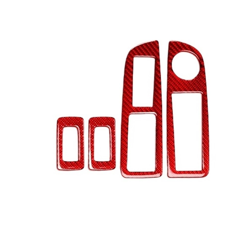 Dekoration Cover Kohlefaser Trim Für Chrysler 300 300C 2005-2007 Kohlefaser-Fensterheber-Tasten-Bedienfeldabdeckung Autoinnenausstattung Dekorative Aufkleber(Red RHD) von NMHTJ