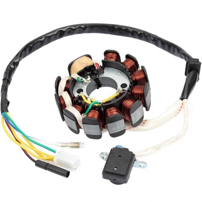Motorrad Magneto Zündstator 1 Stück Stator Magneto Generator 4-polige Buchse 2 Einzeldrähte Zündung Roller Motorrad für GY66 125ccm 150ccm 152QMI 157QMJ von NMHTJ
