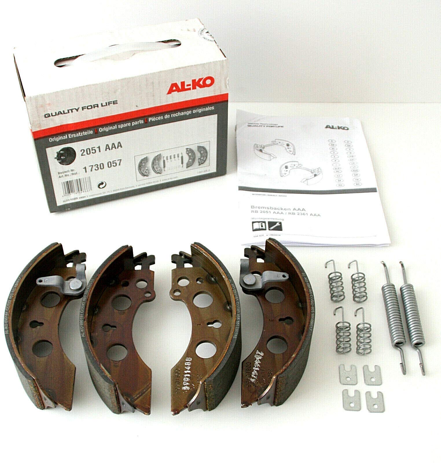 NN Orginal ALKO Bremsbacken Rep. Satz 1730057 Typ 2051 Belagsatz AL-KO Bremse AAA von trailer parts4u