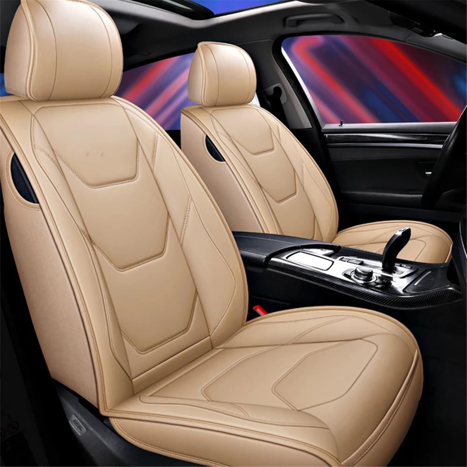 Kompatibel Mit Nissan Für Leaf Für Teana Für Tiida Autositzbezüge, Sitzkissenbezug, Autositz-Schutzpolster, Auto-Sitzbezug Vorne Und Hinten Autositz Sitzauflagen(Beige,Front) von NNBINK